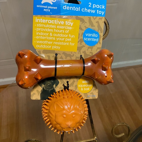 Animal Planet Set Of 2 Interactive Ball 3” & Bone 6” Dog You With Squeaker - Picture 4 of 5